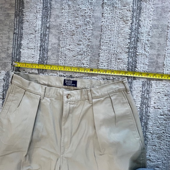 Vintage USA Polo Ralph Lauren Mens Khaki Pleated Twill Preppy Pants Size 36x30 - Picture 11 of 13